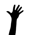 Hand raised and outstretched